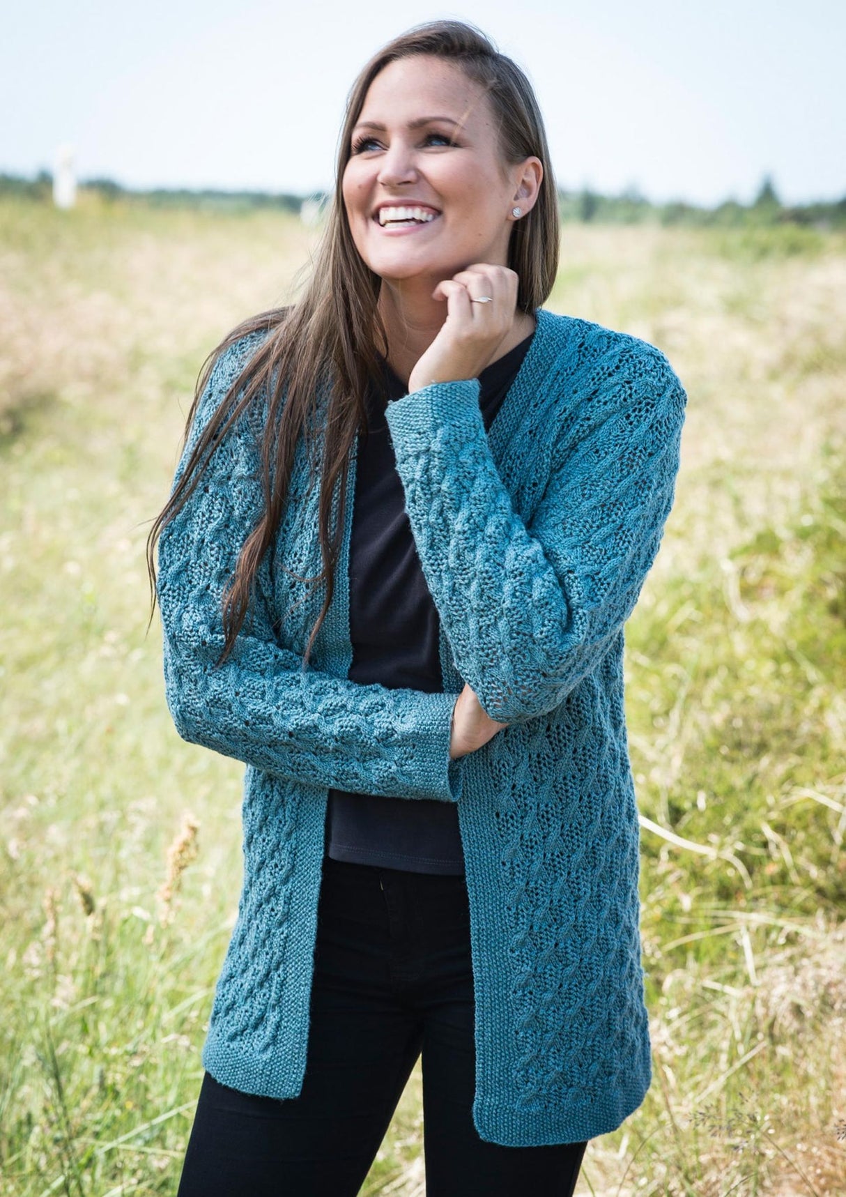 Strickjacke mit Spitzenmuster