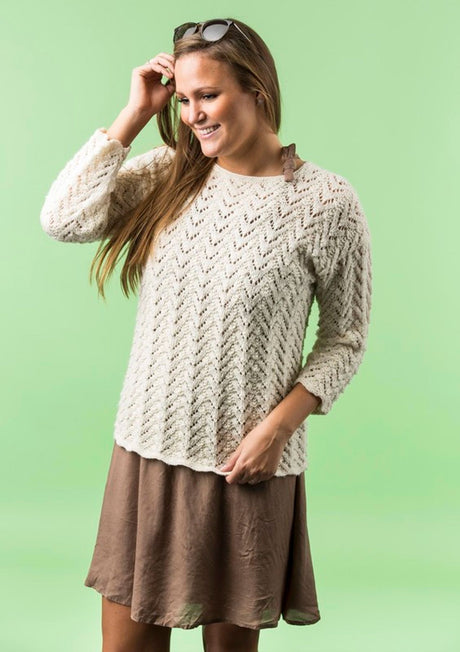 Hohlmuster -Pullover mit drei Viertelärmeln