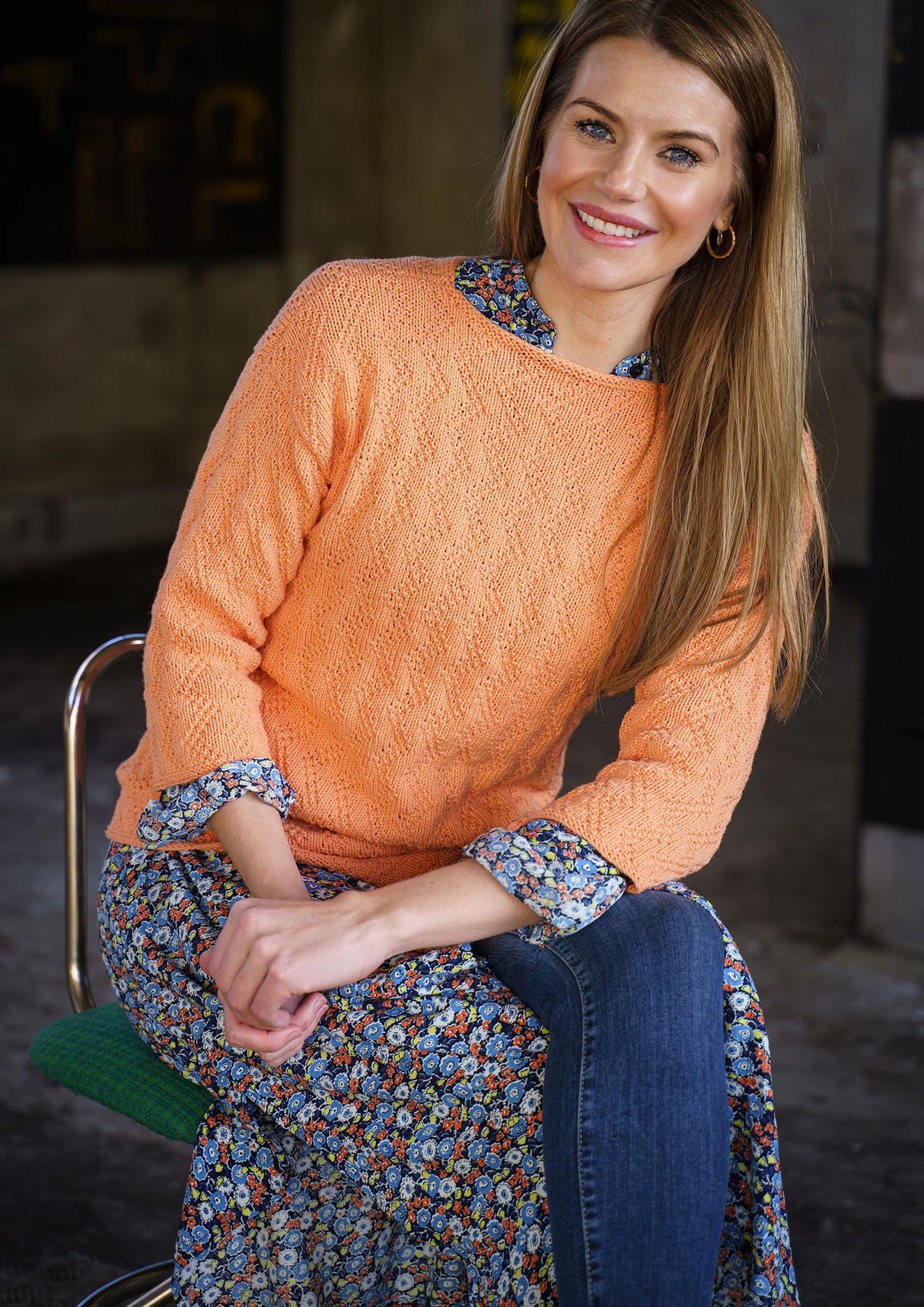 Damesweater med zigzagmønster