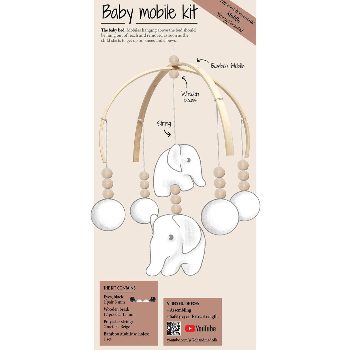 Go Handmade Sanse Kit Baby Mobile/Uro Elefant