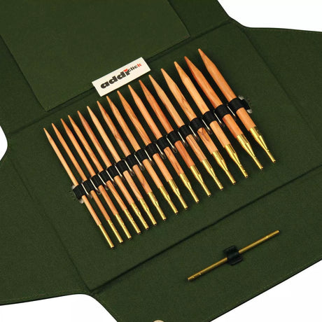 ADDI Klicken Sie auf Nature Rundstricknadel-Set Etui Oliven