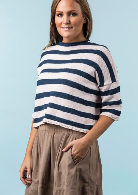Weite Baumwollbluse mit Streifen