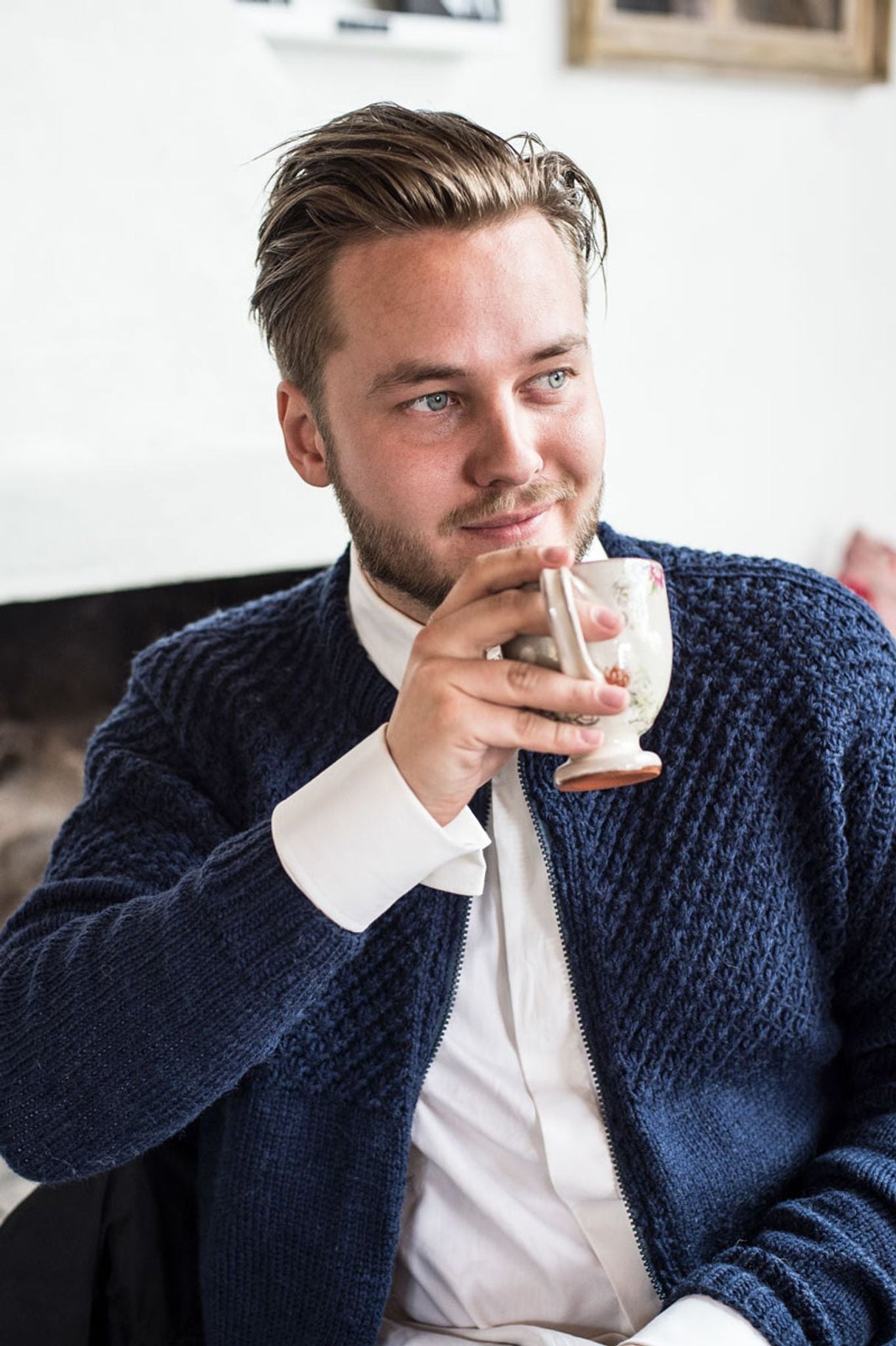 Herren -Strickjacke mit Reißverschluss