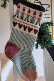 LF14 - Große Weihnachtssocke mit Weihnachtswichteln in türkis und rosa