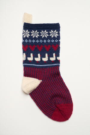 LF23 - Großer Weihnachtsstrumpf mit Schneeflocken und Gänsen
