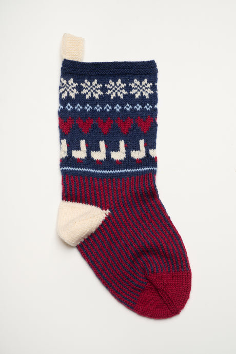 LF23 - Großer Weihnachtsstrumpf mit Schneeflocken und Gänsen