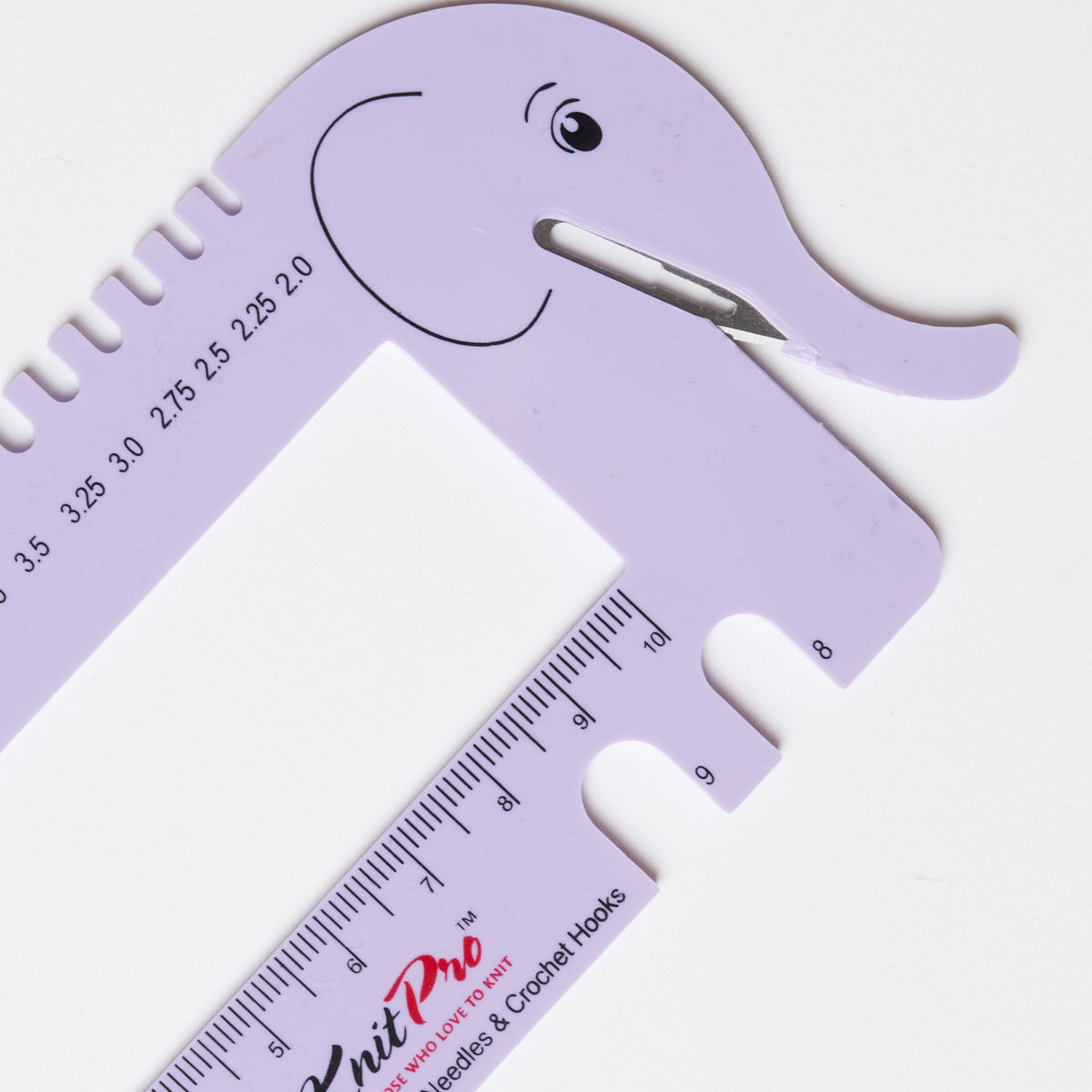 Stricknadel- und Häkelnadelmesser Elefant Blush, lila